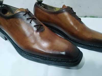 Handmade Men's Two Tone Derby Leather Lace Up Formal Shoes