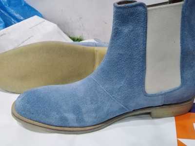 Men Blue Casual Wear Chelsea Ankle High Hand Made Boot