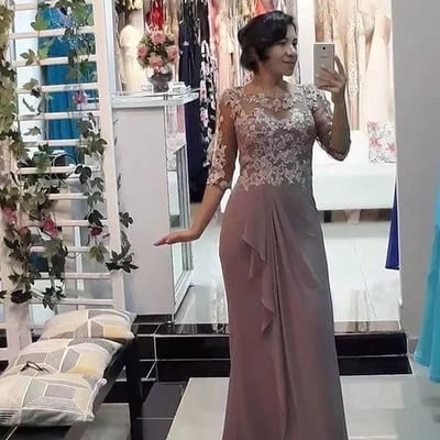 Mother of the bride dresses with 3/4 sleeves - Thumbnail 3