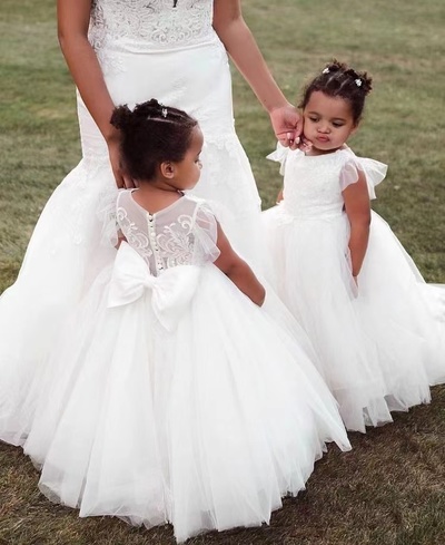 Sweet Flower Girl Dresses Floor Length Cap Sleeves