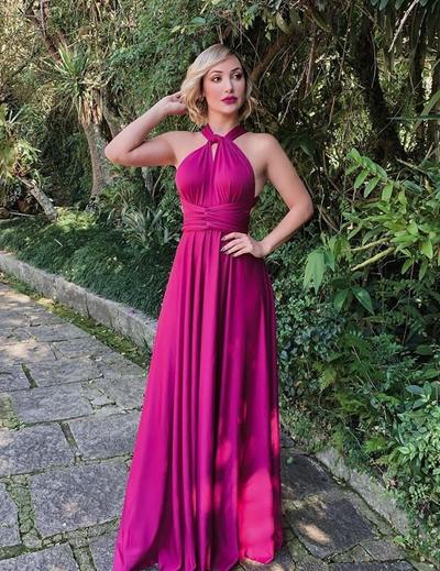 SP2066,Hot pink chiffon sheath prom evening dress formal gown long prom dresses