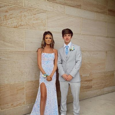 Sparkly mermaid scoop neck white sequins long prom dresses with slit - Thumbnail 3