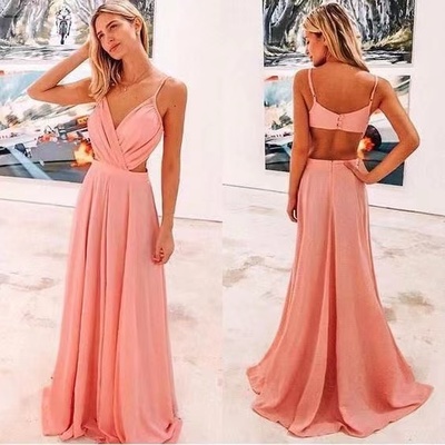 Straps V Neck Prom Dresses for Party