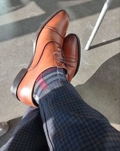 Men Handmade Brown Leather Tuxedo Wear Simple Cap Toe Shoes