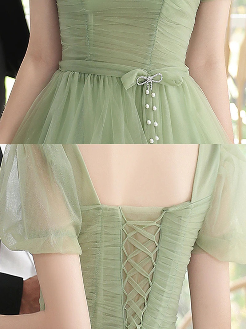 Green tulle short prom dress, green homecoming dress,BD202180