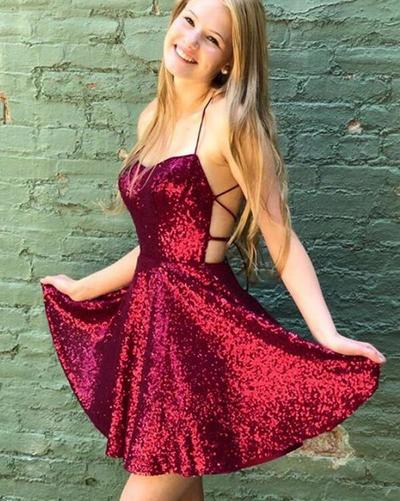 Burgundy Homecoming Dresses, Backless Prom Dresses Short, Fashion Forward Party Dresses,Formal Dresses for Teens,837