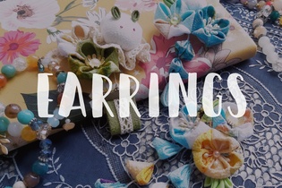Japanese Kanzashi Fabric Flower (earrings)