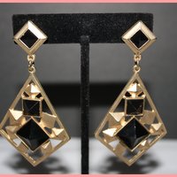 Gold Chandelier Earrings and Matching Chunky Bracelet - Thumbnail 1