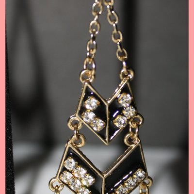 Gold & black chandelier earrings
