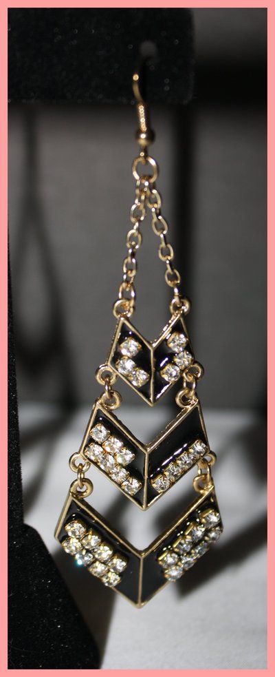 Gold & black chandelier earrings