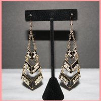 Gold & Black Chandelier Earrings - Thumbnail 1