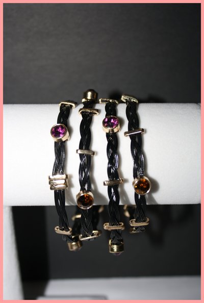 Black & gold multicolored gems bracelet