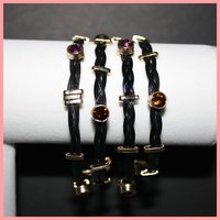 Black & Gold Multicolored Gems Bracelet - Thumbnail 1