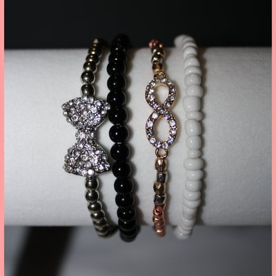 Stackable bracelets (bow,infinite,beads)