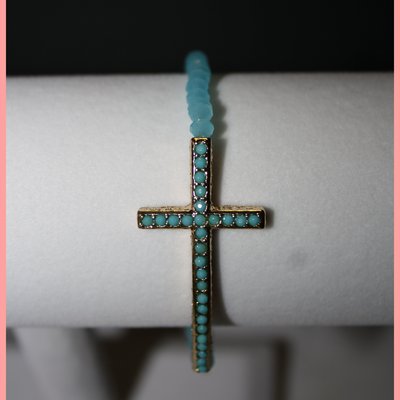 Baby blue cross bracelet