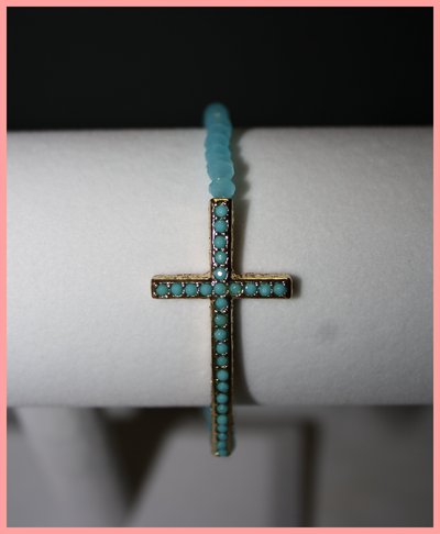 Baby blue cross bracelet