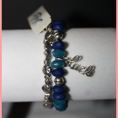 Silver & blue lucky bracelet