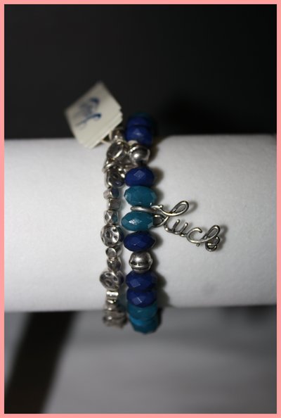 Silver & blue lucky bracelet