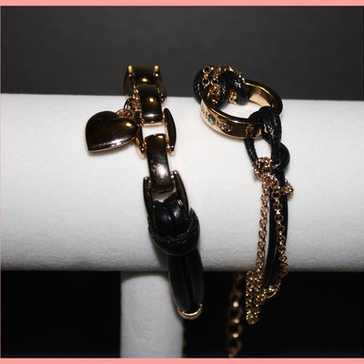 Black & gold 2 pc. i love you bracelet