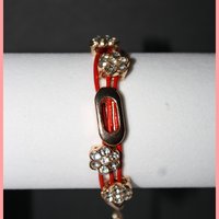 Gold & Red Flowers Bling Bracelet - Thumbnail 1