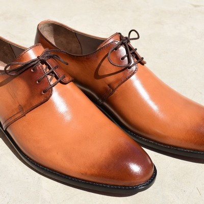 Luxury men's hand stitch two tone leather lace up formal wear shoes