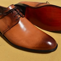 Luxury Men's Hand Stitch Two Tone Leather Lace Up Formal Wear Shoes - Thumbnail 2