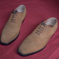 Classic Hot Sale Men's Handmade Brown Oxfords Cap Toe Suede Lace Up Shoes - Thumbnail 1