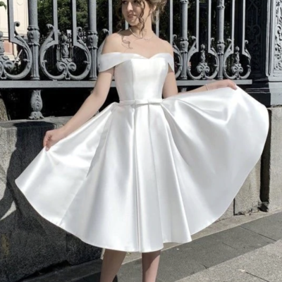 White off shoulder homecoming dresses short lengtj