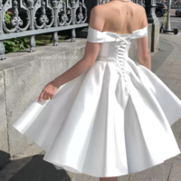 White Off Shoulder Homecoming Dresses Short Lengtj - Thumbnail 1