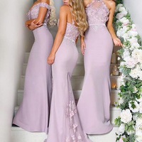3 Styles Mermaid Lace Appliques Long Bridesmaid Dresses,1376 - Thumbnail 2