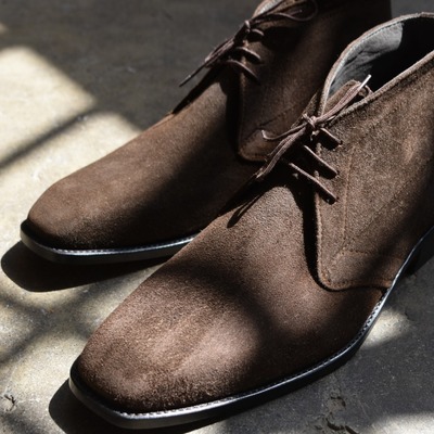 New edition handmade brown chukka in genuine suede lace up boot