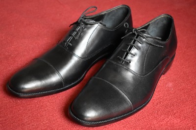 Handmade Men's Black Cap Toe Leather Office Shoes