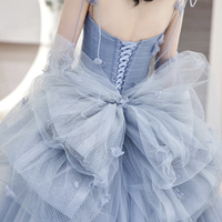 Blue tulle long ball gown dress formal dress - Thumbnail 5