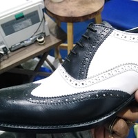 Awesome Wear Men's Two Tone Oxfords Wingtip Brogue Leather Shoes, Handmade Leather Lace Up Shoes - Thumbnail 1