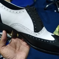 Awesome Wear Men's Two Tone Oxfords Wingtip Brogue Leather Shoes, Handmade Leather Lace Up Shoes - Thumbnail 2