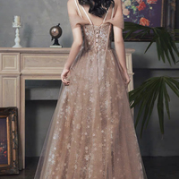 Cute tulle lace long prom dress A line evening dress - Thumbnail 4