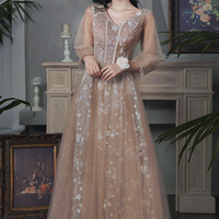 Cute tulle lace long prom dress A line evening dress - Thumbnail 5