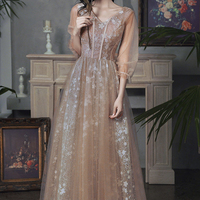 Cute tulle lace long prom dress A line evening dress - Thumbnail 6