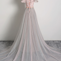 Uniquely Designed Tulle Applique Long Prom Dress Evening Dress - Thumbnail 4