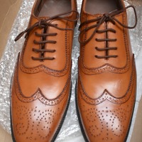 Luxury Men's Hand Stitch Oxfords Brown Wingtip Brogue Leather Lace Up Shoes - Thumbnail 1