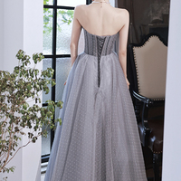 Blue tulle beads long prom dress blue evening dress - Thumbnail 6