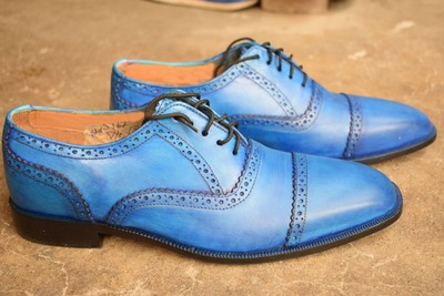 Best Fashion Oxfords Blue Cap Toe Style Leather Lace Up Shoes