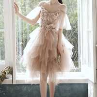 Cute tulle lace short prom dress homecoming dress - Thumbnail 1