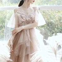 Cute tulle lace short prom dress homecoming dress - Thumbnail 3