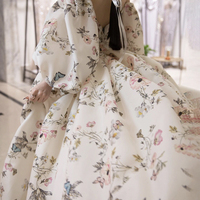 Stylish Printed Pattern Long Prom Dress Evening Dress - Thumbnail 4