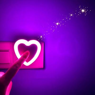 Love heart motion sensor led night light home decor