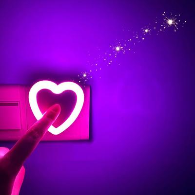 Love Heart Motion Sensor LED Night Light Home Decor