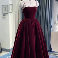 Burgundy velvet short prom dress homecoming dress - Thumbnail 1