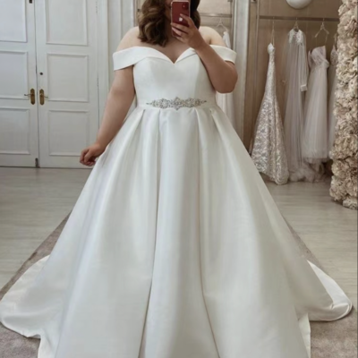 Off shoulder plus size bridal gown wedding dresses