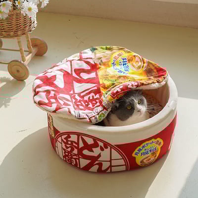 Red & orange japanese beef ramen instant noodles cup cats dogs pets beds house
